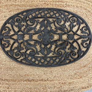 Black Oval Cast Iron Floor/ Wall Decor