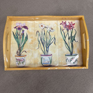 Evergreen Ent. Floral-Tiled Serving Tray