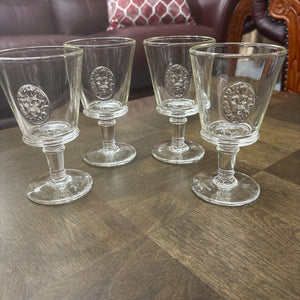 SET of 4 Lionhead Glass Stemware