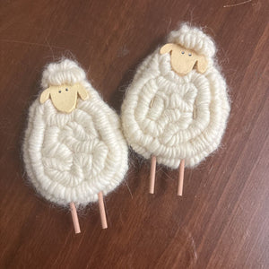 Handmade 100% Wool & Wood Sheep Ornament