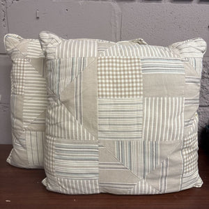 SET of 2 Sawyer Mill Beige Patchwork Quilted Pillow