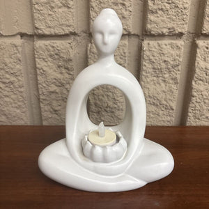 White Ceramic Zen/Meditation Telight & Incense holder