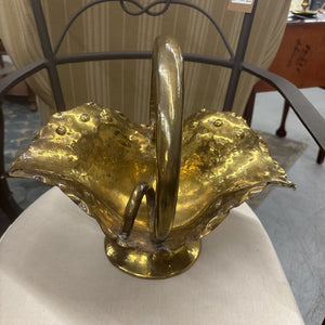 Vintage Brass Basket w Handle