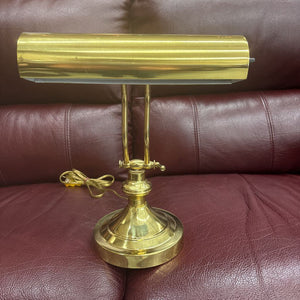 Vintage Brass Desk Lamp w Adjustable Cylindrical Shade