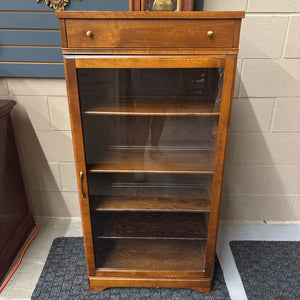 Cherry Display Cabinet w Glass Door & Top Drawer