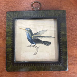 Vintage Hummingbird in Green Notched Frame