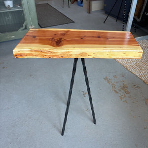NEW Indoor/Outdoor Red Cedar Side Table w Metal Base