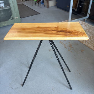 NEW Indoor/Outdoor Birch Side Table w Metal Base