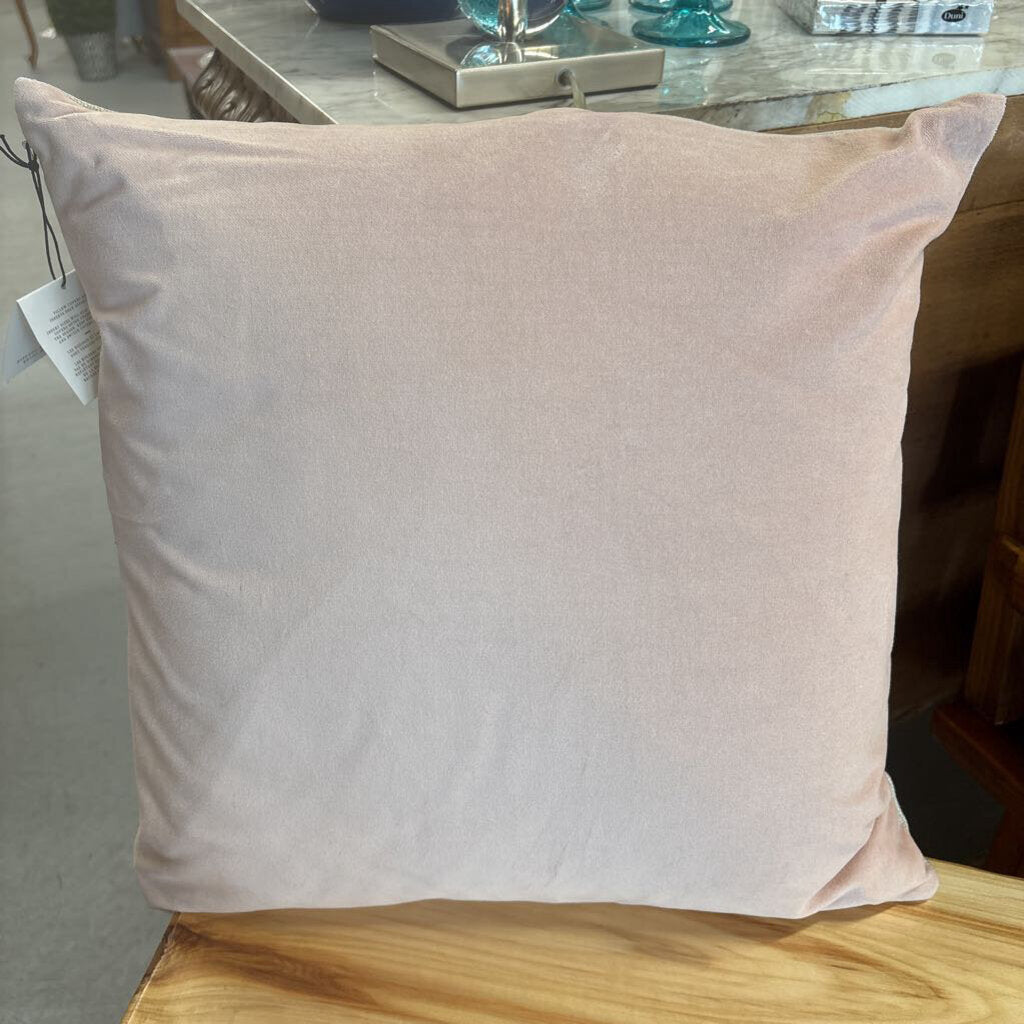 NEW - Pair of Indigo Pale Pink Velvet/ Linen Pillows