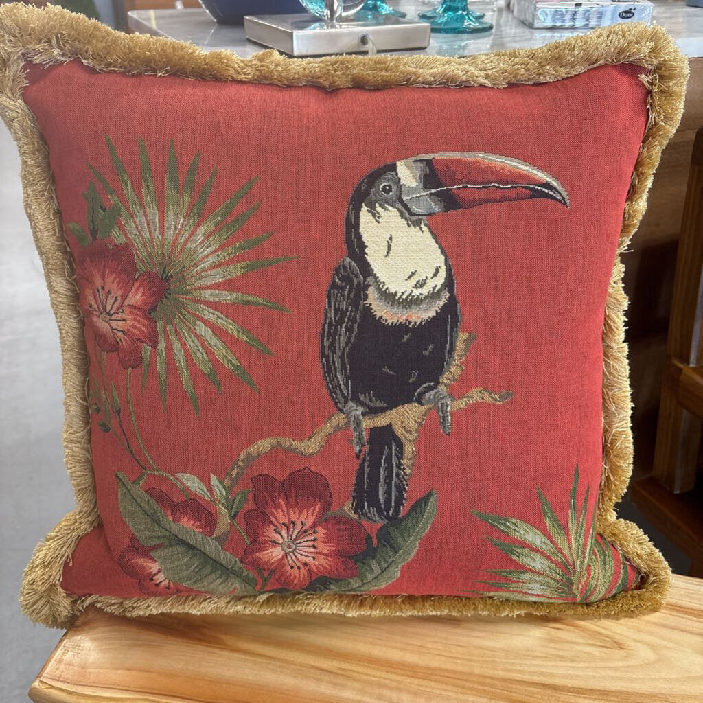 NEW - Woven Toucan Tapestry Pillow - Iosis Paris