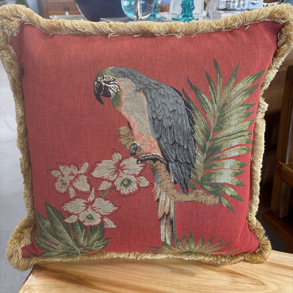 NEW - Woven Parrot Tapestry Pillow - Iosis Paris