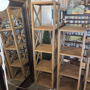 Large Transitional Light Wood Bookcase Unit w Cross Detail