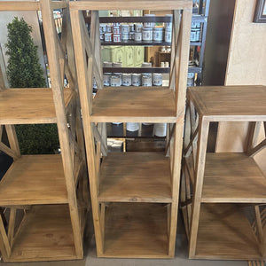 Medium Transitional Light Wood Bookcase Unit w Cross Detail