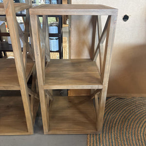 Small Transitional Light Wood Bookcase Unit w Cross Detail