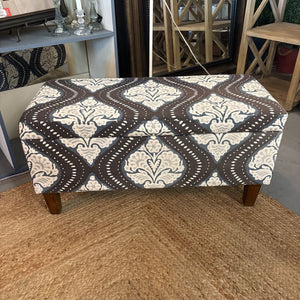 Blue & Charcoal Upholstered Storage Bench