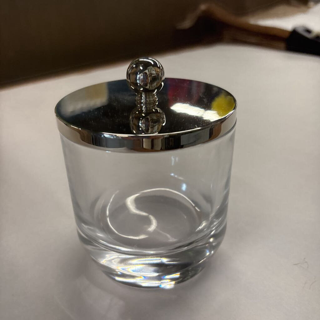 Clear Glass Bathroom Storage Jar w Chrome Finish Lid