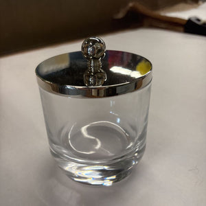 Clear Glass Bathroom Storage Jar w Chrome Finish Lid
