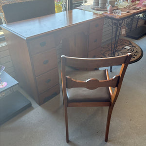 Solid Maple Desk w 6 Drawers & Chair