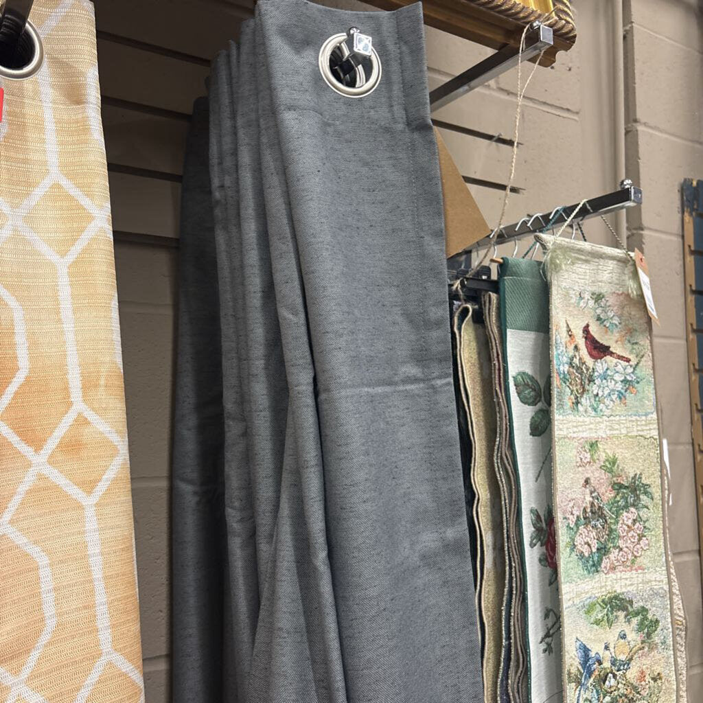PAIR of NEW Grey Blackout Insulated Ring Curtain Panels