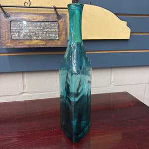 Turquoise Blue Clear Glass Vase
