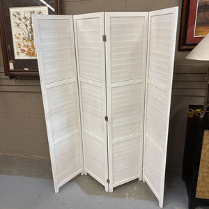4-Panel White Louvered Room Divider