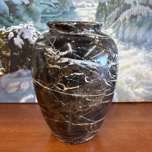 Hand Polished Black & Brown Marble Vase