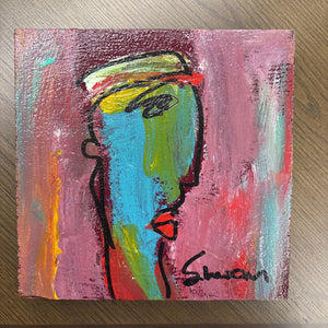 Original Oil on Wood by Canadian Painter-Shwan Dilorenzo-Abstract Face
