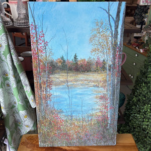 "A Serene Moment" Giclee Signed Canvas Print - Free Motion Embroidery Dyed & Painted Fabric