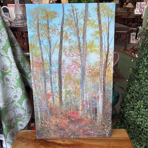 "In The Woods" Giclee Signed Canvas Print - Free Motion Embroidery Dyed & Painted Fabric