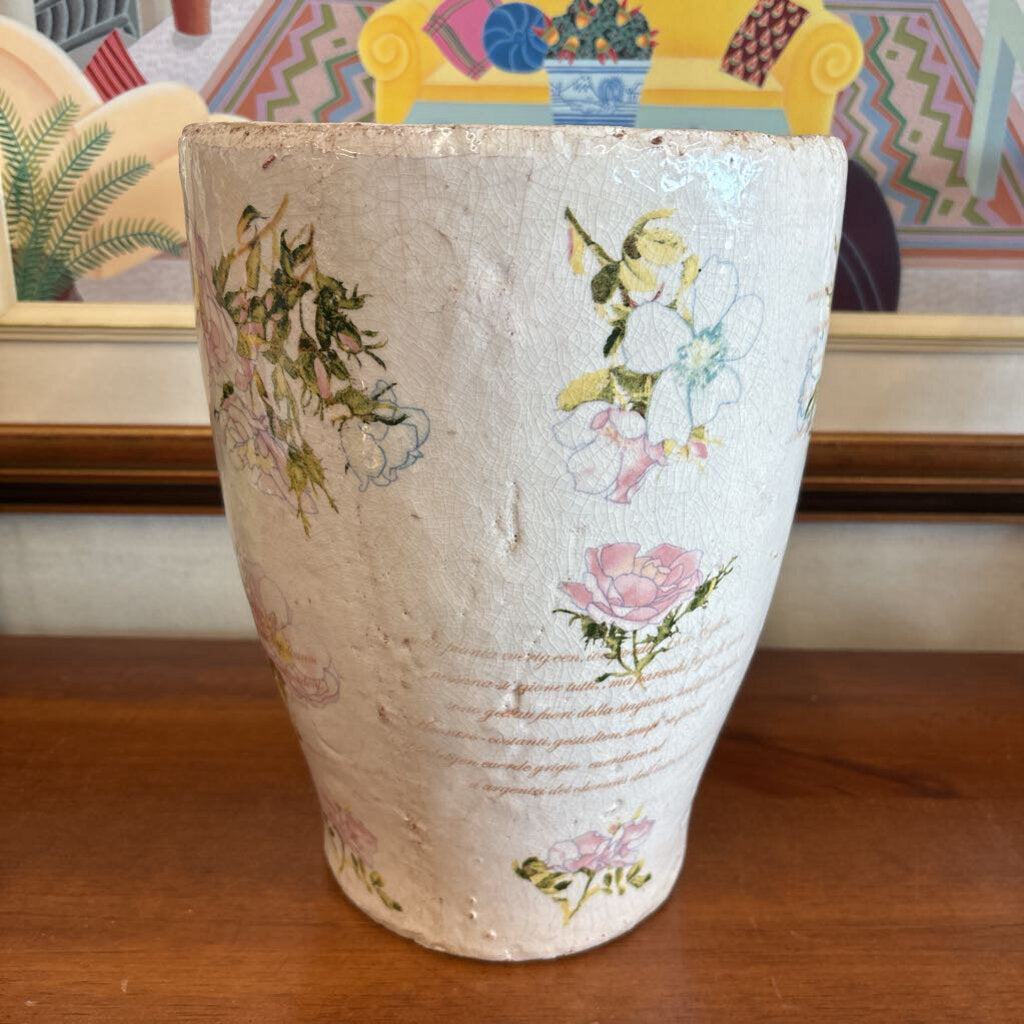 Tuscan Ceramic Painted Floral Planter Vase