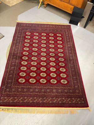 Red Hand Knotted Pakistani Bokhara Rug