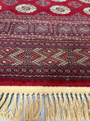 Red Hand Knotted Pakistani Bokhara Rug