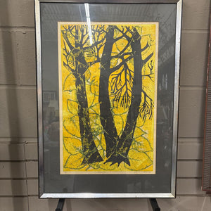 Framed "Autumn Leaves" Colour Wax Relief Original Artwork by Stephanie Ford
