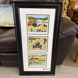 Maud Lewis - Triple Nova Scotia Prints in Black Frame