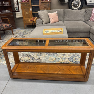 Oak Console Table w Glass Top