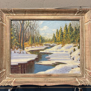 Original Framed Winter Landscape Oil Painting by T. Gilmour