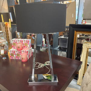 Chrome Base Lamp w Black Shade