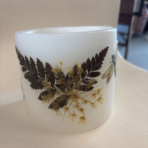 White Wax Botanical Sleeve w Pressed Ferns