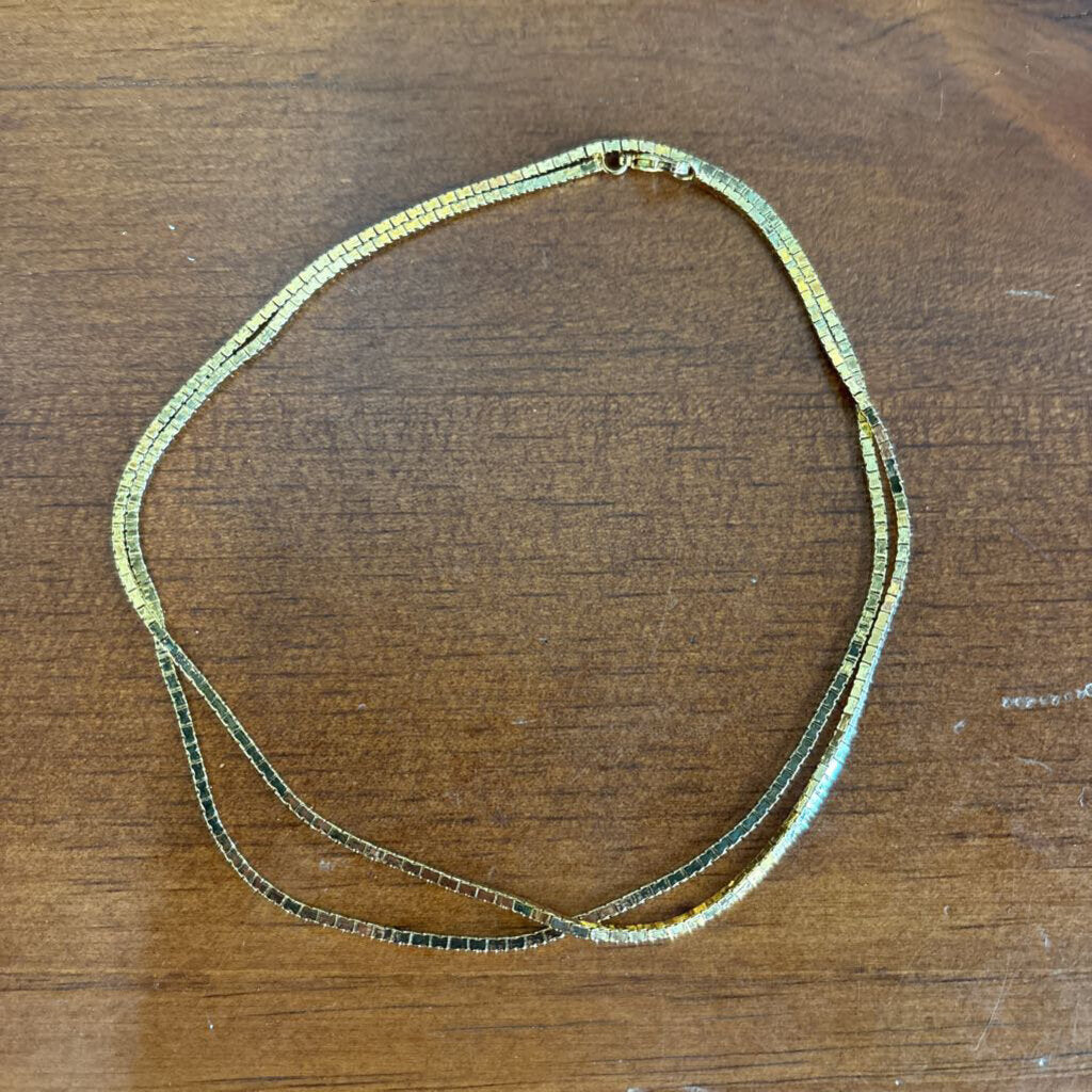 Gold Square Link Chain Costume Necklace