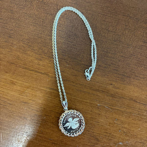Guardian Angel Sterling Silver Pendant w Rope Necklace