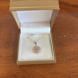 Two-Tone Snowflake Pendant w 14K Gold Necklace
