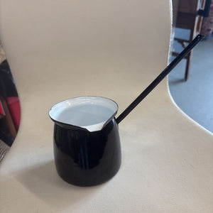 Small Black Enamel Vintage Style Butter Warmer/Melting Pot
