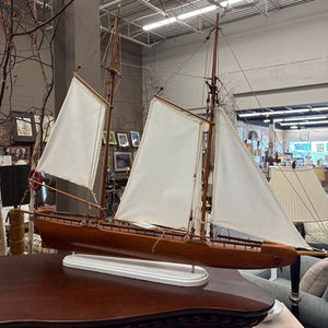 Handcrafted Wooden Model Three Masted Racing Schooner