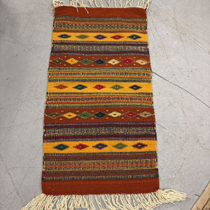 Handwoven Zapotec Wool Rug Ft. Colourful Geometric Eye & Diamond Iconography