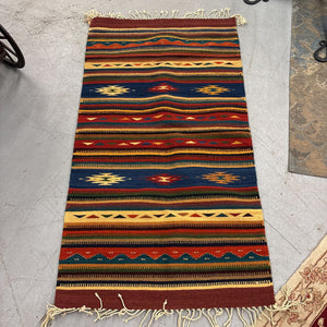 Large Handwoven Zapotec Wool Rug Ft. Geometric Eye & Diamond Iconography-Comes w Book