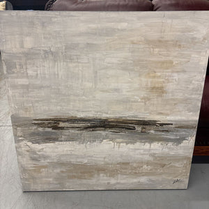Brown, White & Grey Abstract Square Canvas Art Print