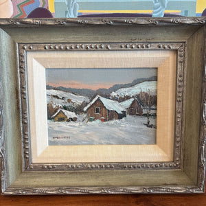 Original Framed Oil on Canvas "Three Old Buildings" by Canadian Artist Will Griffiths