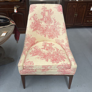 Upholstered Mid-Century Modern Chair - Pink/Cream Toile