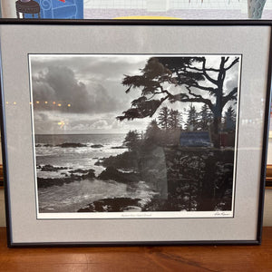 Black & White Print of Beach in Ucluetet in Black Frame