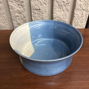Glazed Blue & White Stoneware Bowl